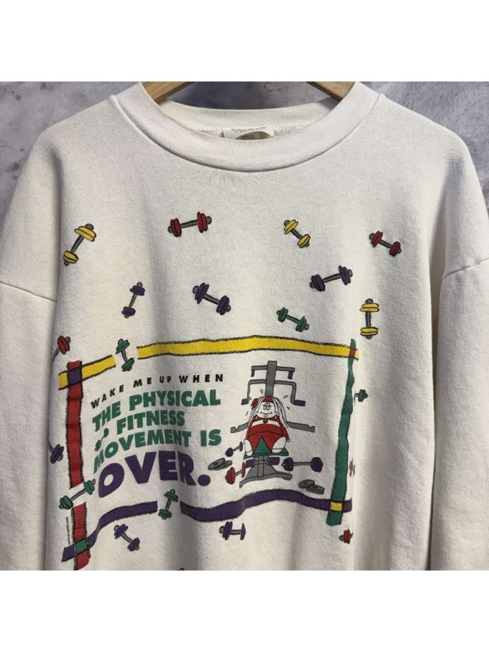 Vintage Physical Fitness Funny Gym Sweatshirt Womens One Size 90s Crew Neck